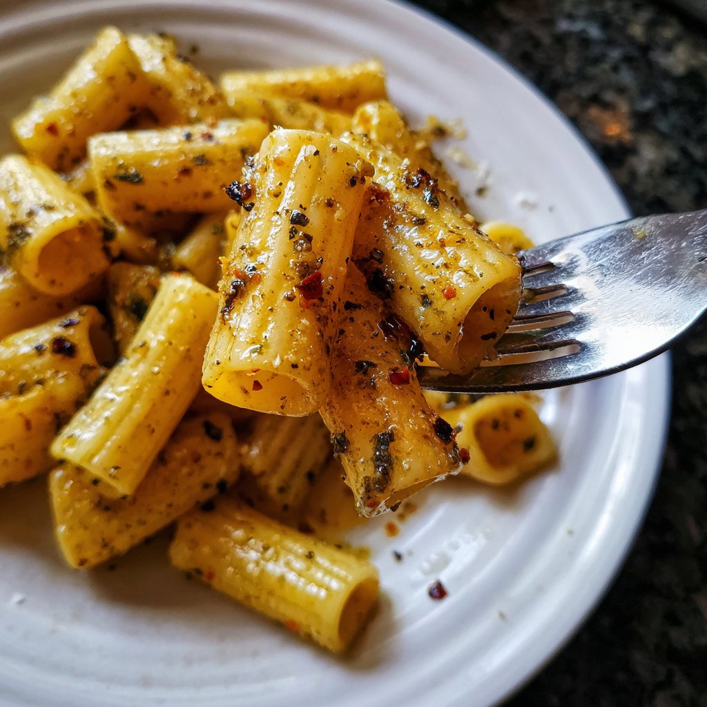 Rigatoni mit Olivenöl und Knoblauch