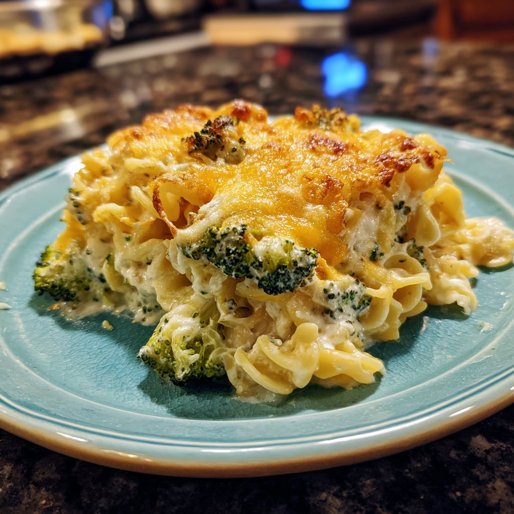 Nudelauflauf mit Brokkoli und Sahne