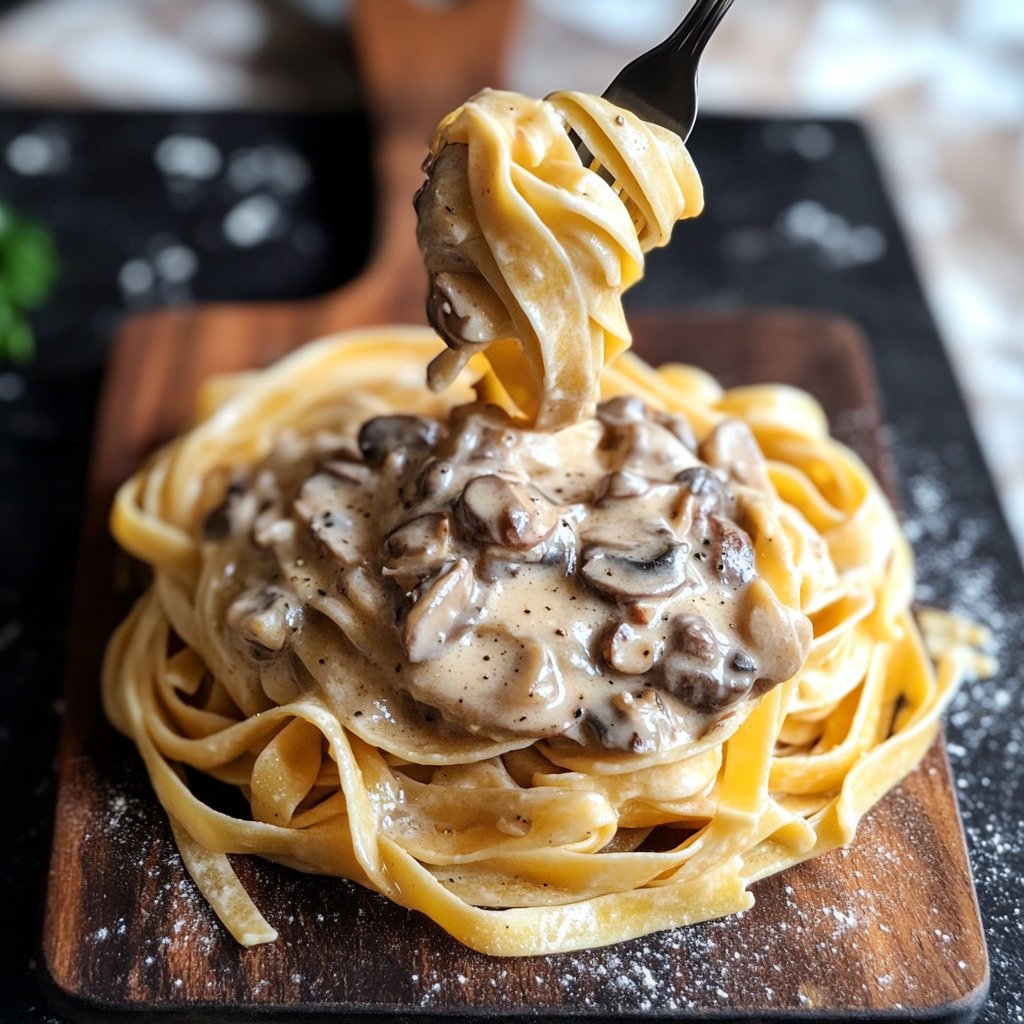 Tagliatelle mit Pilzrahm