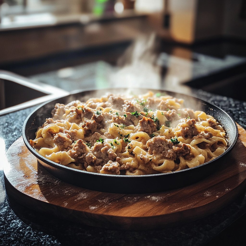 Hackfleisch Nudel Pfanne